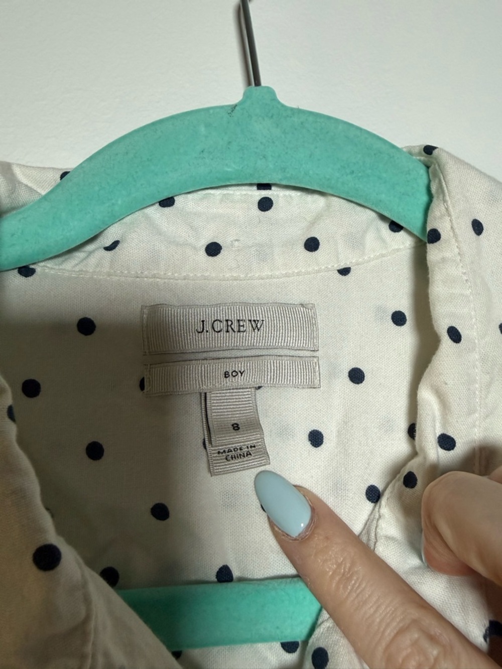 J. Crew White Button-Down Shirt with Black Polka Dots - Picture 3 of 3